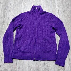 Ralph Lauren Jacket Women's‎ L Cashmere Black Label Sweater Shacket Cable Knit